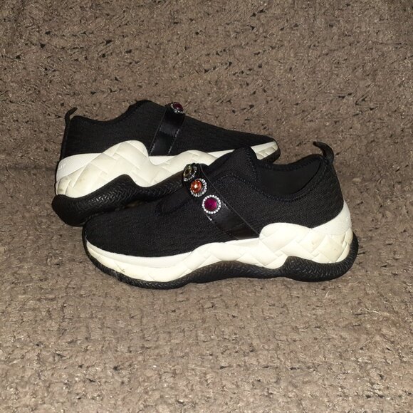 KURT GEIGER LONDON-Knit Jewel-Black-1.5" Platform-Colored Jewels-Sz 6-Excellent - Picture 5 of 8